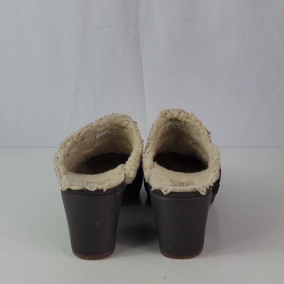 Crocs Sarah Brown Suede Leather Women's Clogs - Picture 8 of 15
